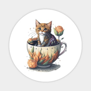 Cute Cat in a Tea Cup Magnet